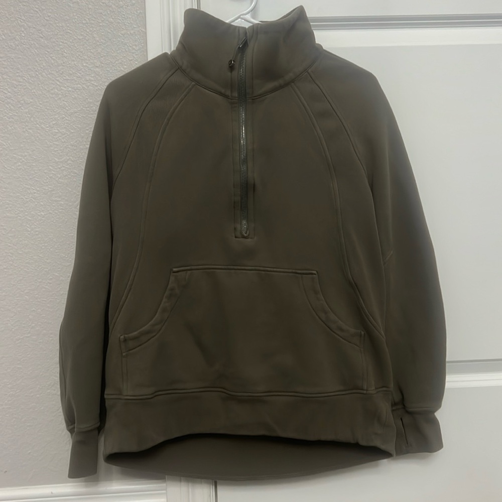 Women lululemon scuba oversized funnel neck half zip long xs/s green